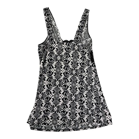 Linea Donatella Women's Medium Lace V-Neck Paisley Print Pajama Nightgown - Picture 2 of 6
